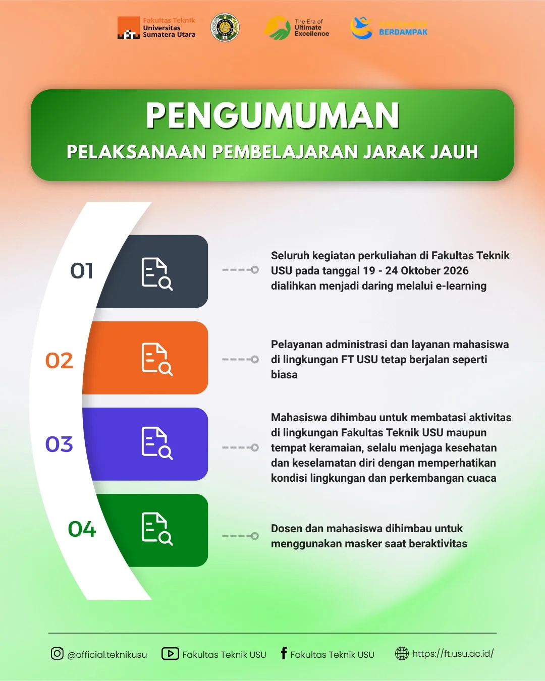 FT USU Terapkan Pembelajaran Jarak Jauh sebagai Respons Dampak Kabut Asap